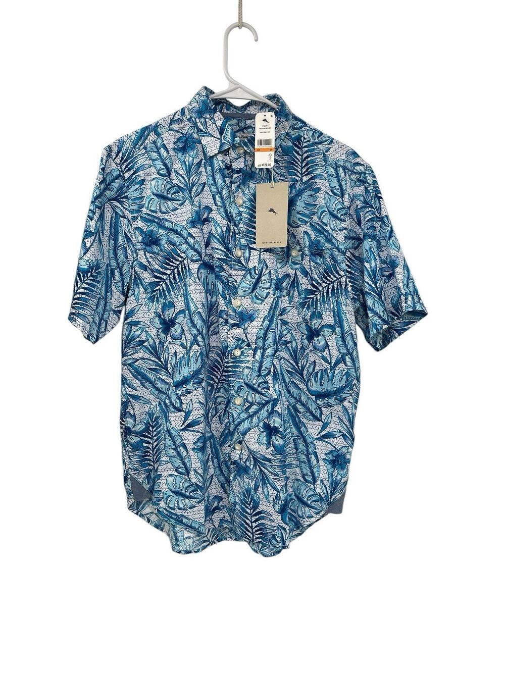 NWT Tommy Bahama Tortola Shirt Batik Blues Cobalt Haze Size Small